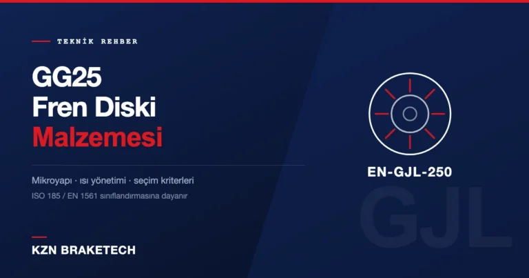 GG25 fren diski teknik rehberi kapak görseli: EN-GJL-250 sınıfı ve havalandırmalı disk şeması